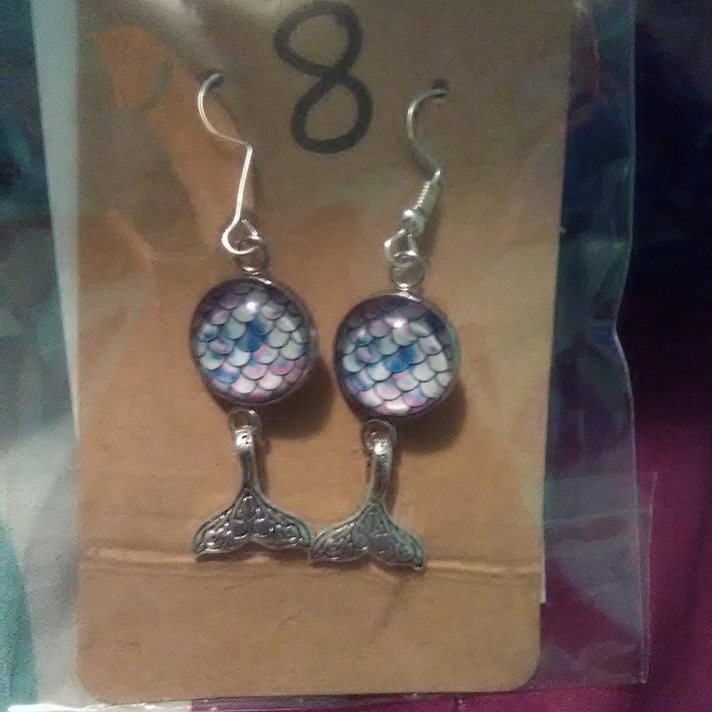 7 set Handmade Mermaid scale earrings bundle